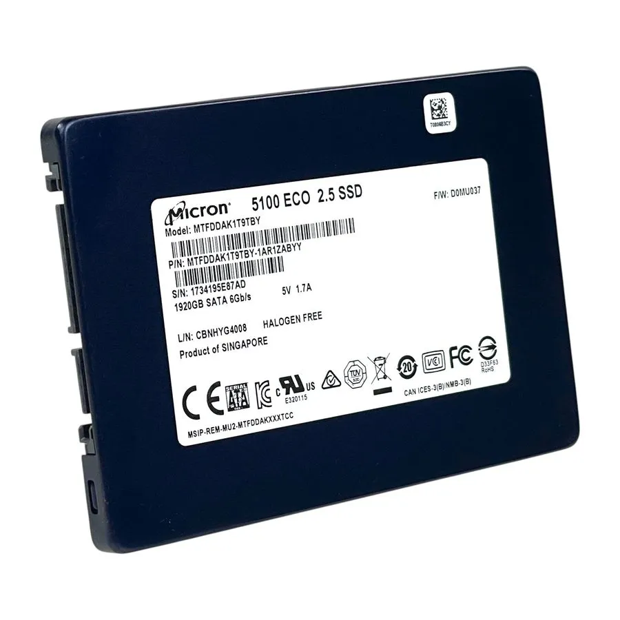 SSD-накопитель Micron 1.92TB 5100 Eco 2.5" SSD MTFDDAK1T9TBY eTLC SATA III 6Gbps