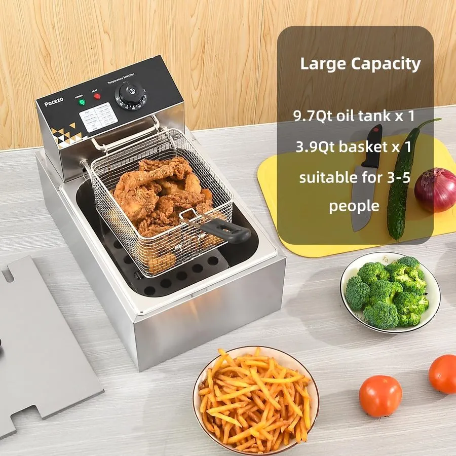 Фритюрница Electric Deep Fryer 10L/10.5QT Stainless Steel Single Tank Commercial — фото лота 2