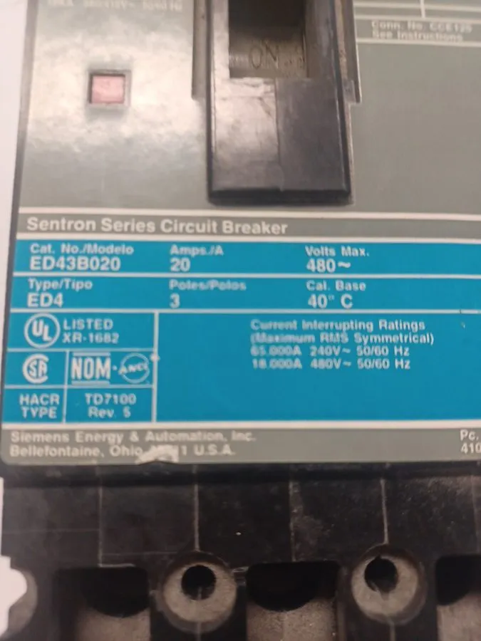 Автоматический выключатель Siemens ITE ED43B020 Sentron 20A 3-Pole Circuit Break