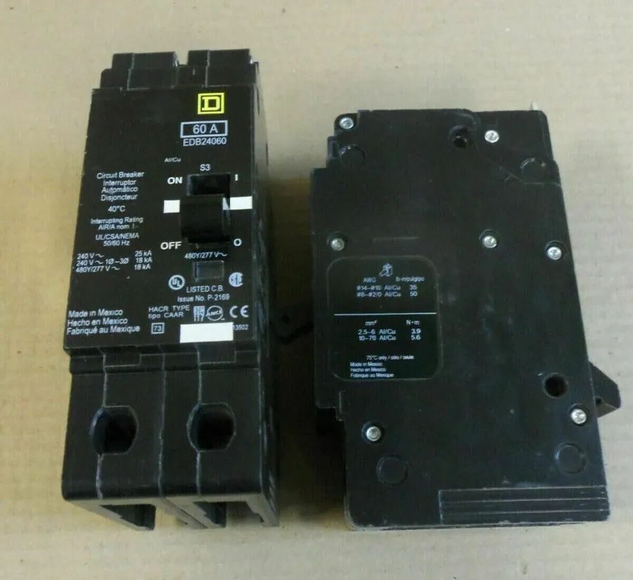 Автоматический выключатель Square D EDB24060 Circuit Breaker, 60 Amp 480 V, 2-Po