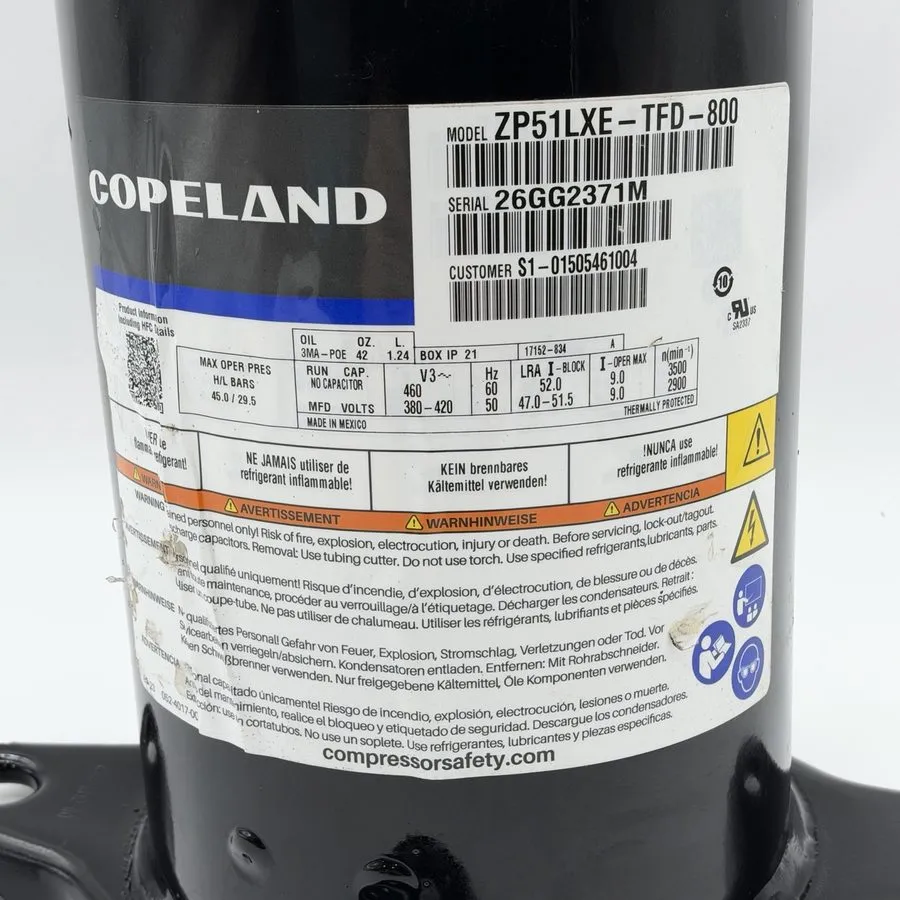 Компрессор Copeland Scroll Industrial Compressor ZP51LXE-TFD-800 MPN S1-01505461 — фото лота 2