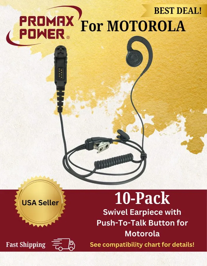 Выносной микрофон 10x Swivel Earpiece w/ PTT Mic для Motorola XPR3000, XP3300e,
