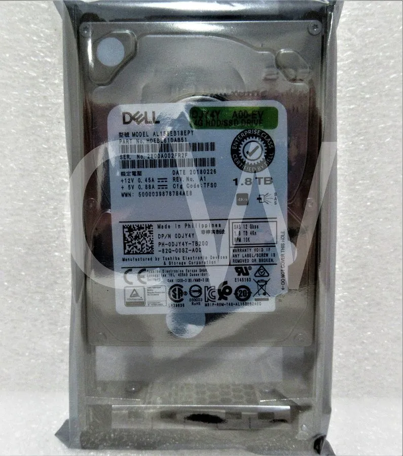 Жёсткий диск Lot: 3 Dell EMC-brand Toshiba 1.8TB HDD 10K RPM, SAS 12Gb/s 2.5", A
