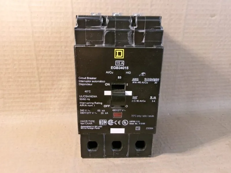Автоматический выключатель SQUARE D EGB34015 Circuit Breaker,15A,Bolt On,277/480