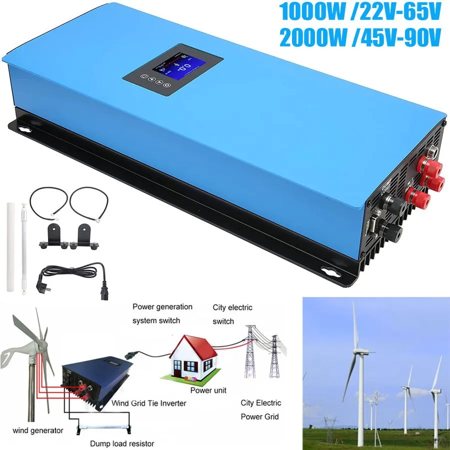 Инвертор 1KW / 2KW 3 Phase Wind Turbine On Grid Tie Inverter W/Limiter DC 22-65v