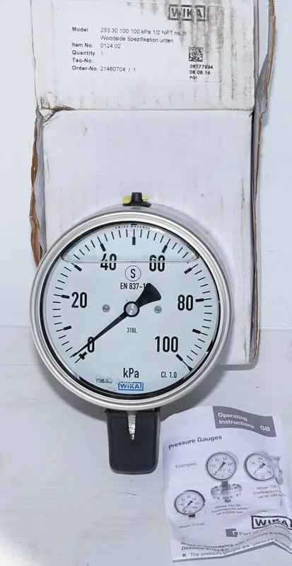 Вакуумный упаковщик Wika 233.30.100 100kPa 14psi 4" Calibrated Pressure Gauge