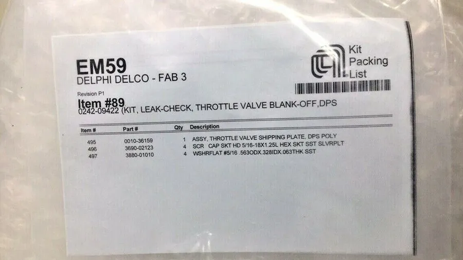 Клапан Applied Materials 0242-09422 Kit Leak-Check Throttle Valve Blank Off DPS  — фото лота 1