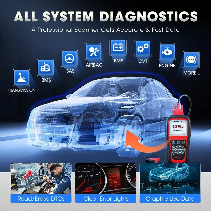 Диагностический сканер Autel Diaglink OBD2 Scanner Car Diagnostic Code er Full S — фото лота 2