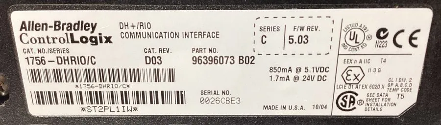 Коммуникационный модуль Allen Bradley 1756-DHRIO /E ControlLogix DH+/RIO Communi