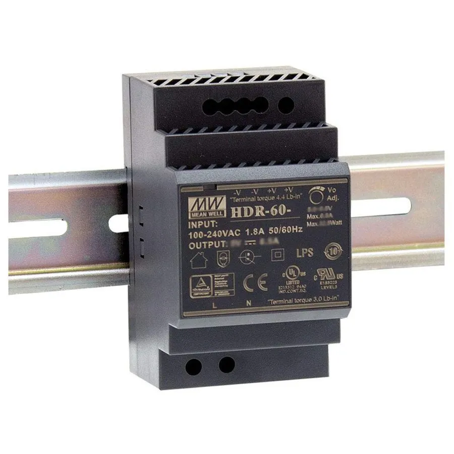Блок питания Mean Well HDR-60-24 Ultra Slim DIN Rail Power Supply 100~240VAC to