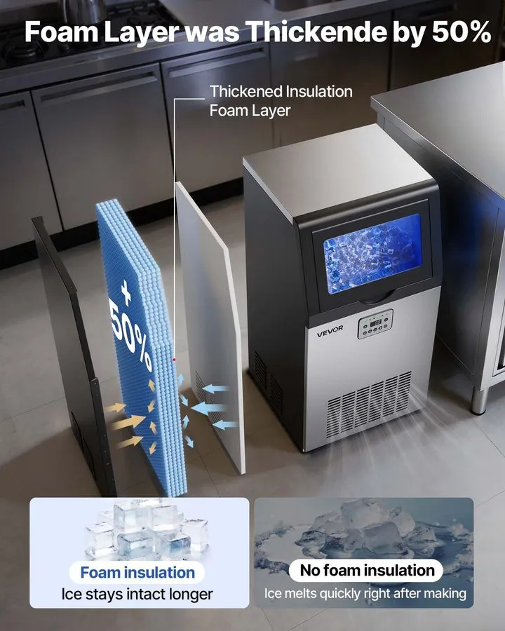 Льдогенератор VEVOR Commercial Ice Maker 100 lbs/24h Ice Machine 16-30 lbs Stora — фото лота 2