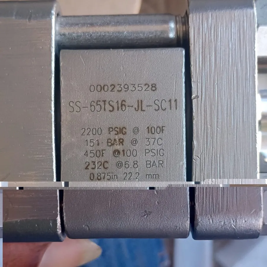 Клапан Swagelok SS-65TS16-JL-SC11, 1" OD Compression Ball Valve Cleaned