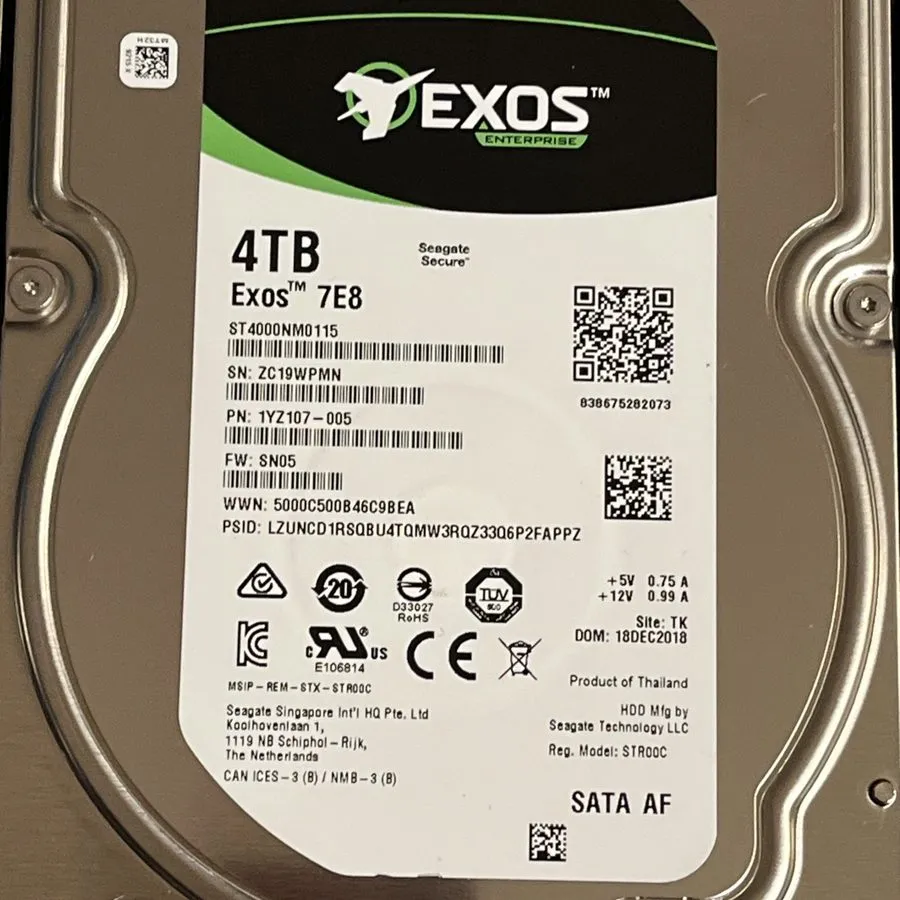 Жёсткий диск ST4000NM0115 Seagate Exos 7E8 4TB 3.5" SATA 6Gb 7.2K 128MB Enterpri — фото лота 1
