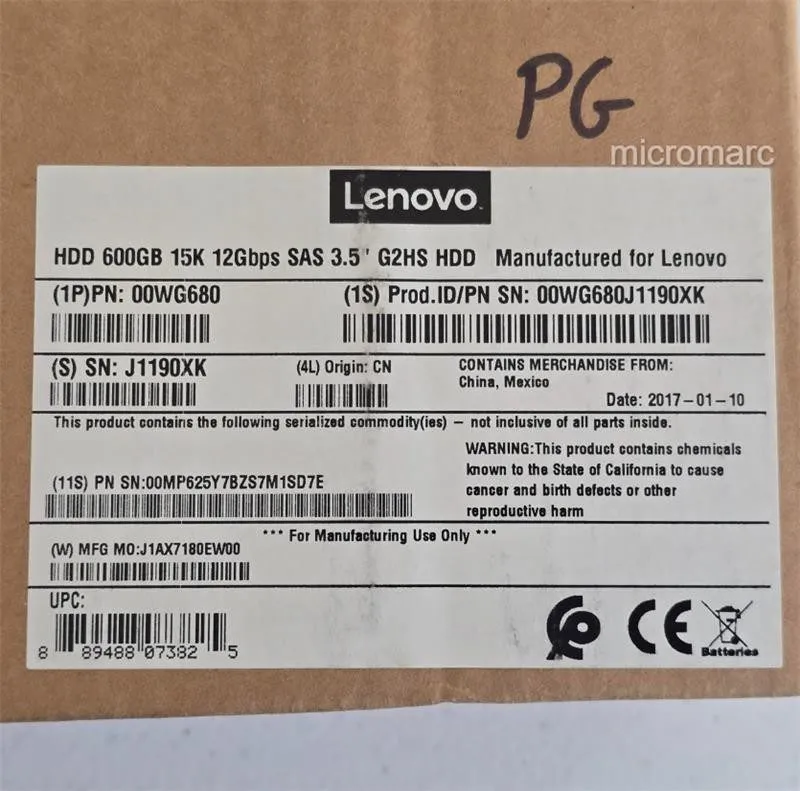 Жёсткий диск Lenovo 00WG680 00WG681 600GB 15K SAS 12Gbps 2.5" G3HS Hot Swap HDD 