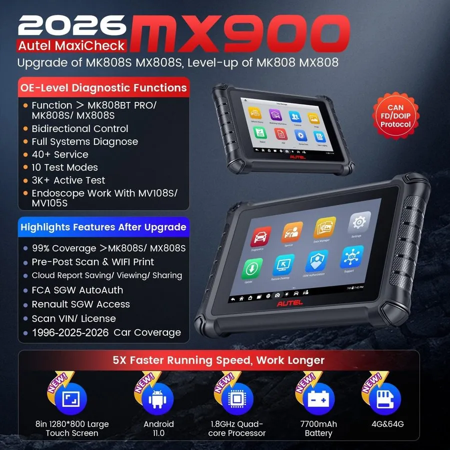 Диагностический сканер 2026 Autel MaxiCOM MK900 MK900BT MX900 Auto All System Di