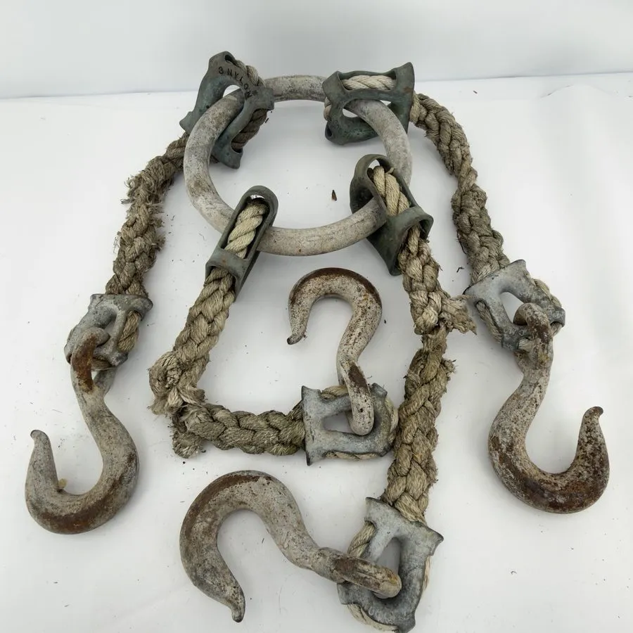 Вакуумная присоска Newco Nautical 4-Hook Rope Cargo Sling Bronze Rigging Vintage