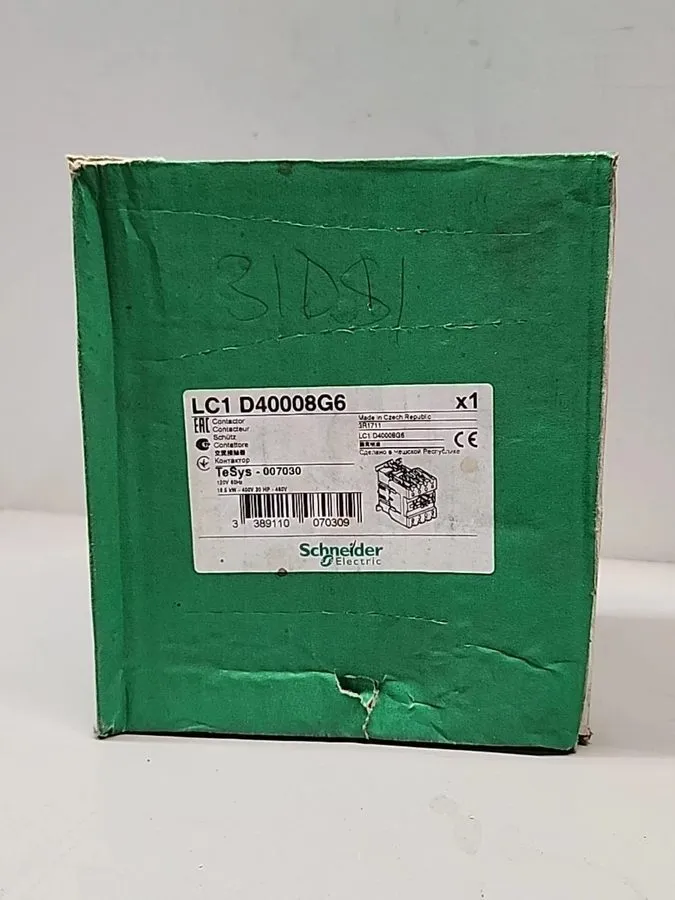 Контактор Schneider LC1D40008G6 TeSys Deca Contactor 60A 4-Pole 120VAC Coil