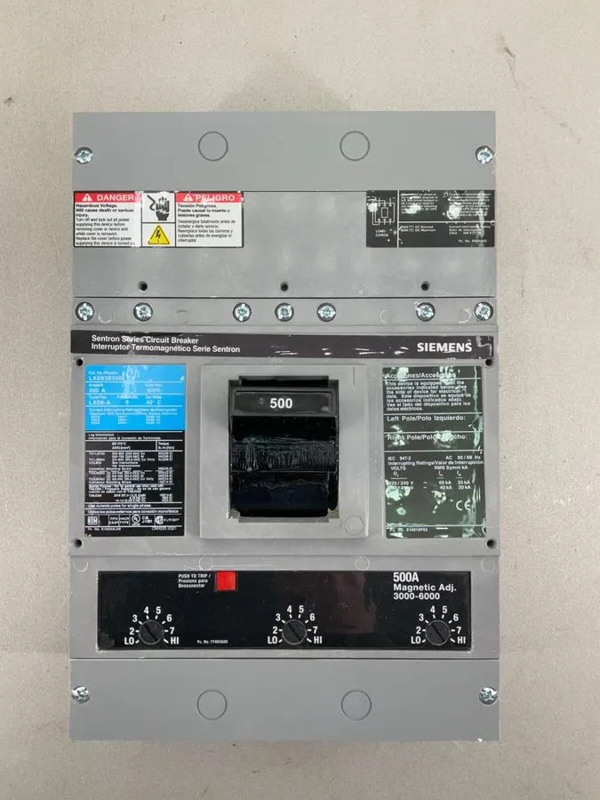 Автоматический выключатель SIEMENS LXD63B500 SENTRON CIRCUIT BREAKER 500 A 3P 60