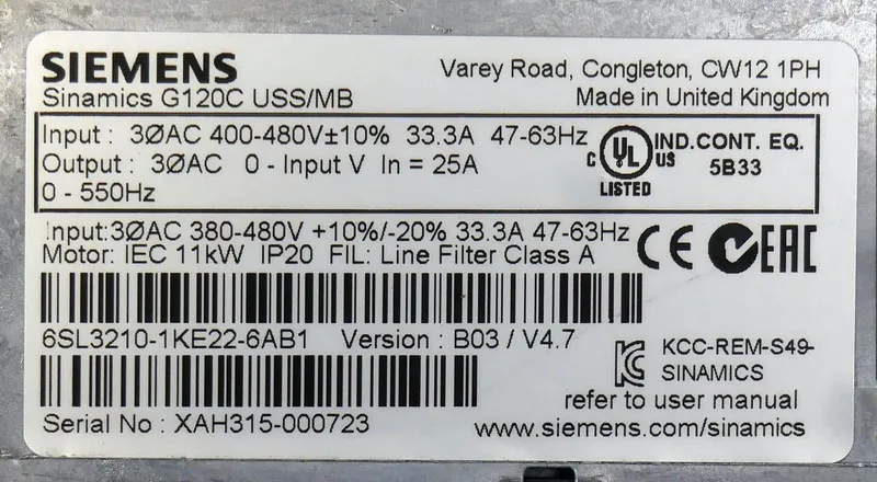 Частотный преобразователь 6SL32101KE226AB1 Siemens SINAMICS G120