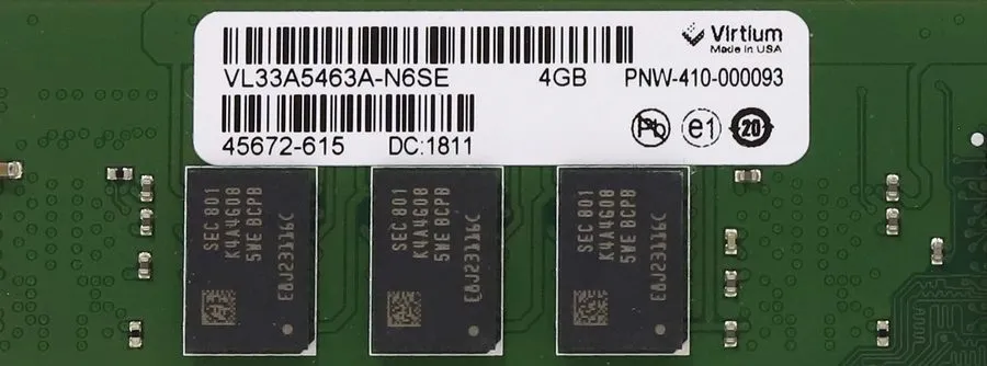 Модуль памяти 8GB (2x4GB) Virtium VL33A5463A-N6SE DDR4-2133 ECC RDIMM Server RAM