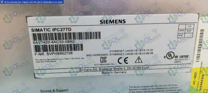 Промышленный компьютер Siemens SIMATIC IPC277D 6AV7420-4AC03-0BK0 Industrial Pan