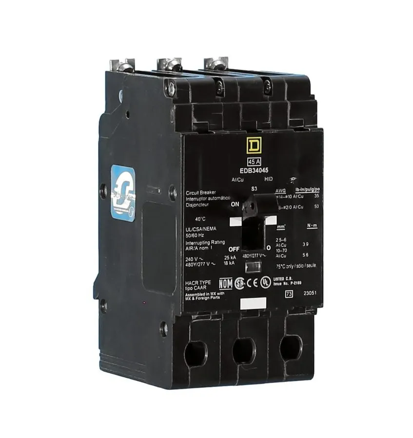 Автоматический выключатель SQUARE D EDB34045 EDB 3 POLE 45 AMP 480v CIRCUIT BREA
