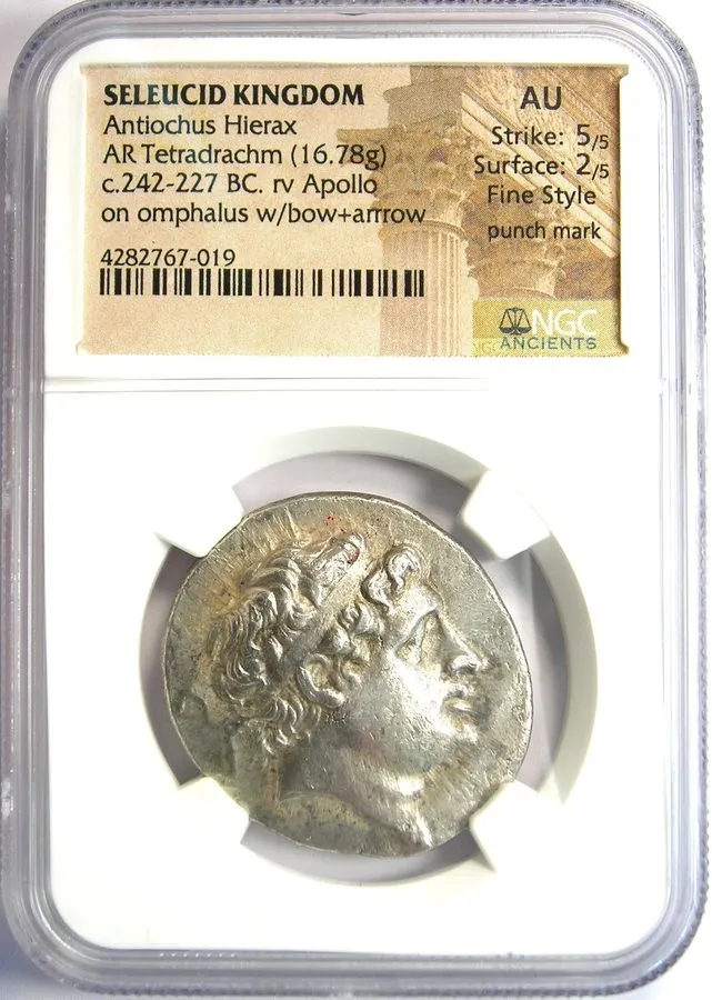 Лабораторный прибор Antiochus Hierax AR Silver Tetradrachm Seleucid 242-227 BC C