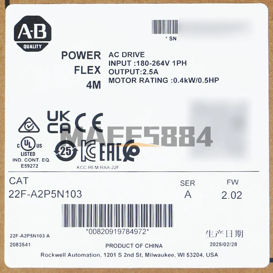 Частотный преобразователь Allen Bradley PowerFlex 4M 22F-A2P5N103 Inverter Drive