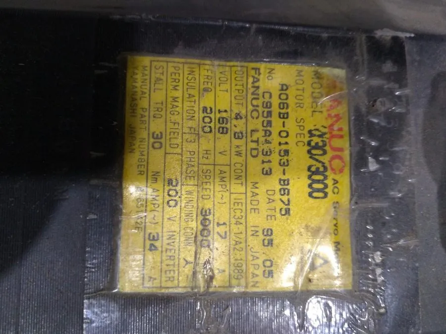Серводвигатель FANUC A06B-0153-B675 a30/3000 AC Servo Motor 3000rpm 4.8kW 168V 1