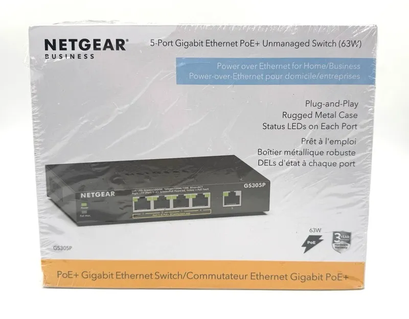 Коммутатор NETGEAR GS305P 5-Port Gigabit Ethernet PoE + Unmanaged Switch (63W)