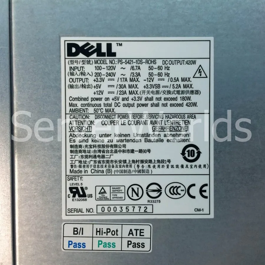 Блок питания Dell PowerEdge 800 930 840 420W Power Supply T9449 T3269 PS-5421-1D