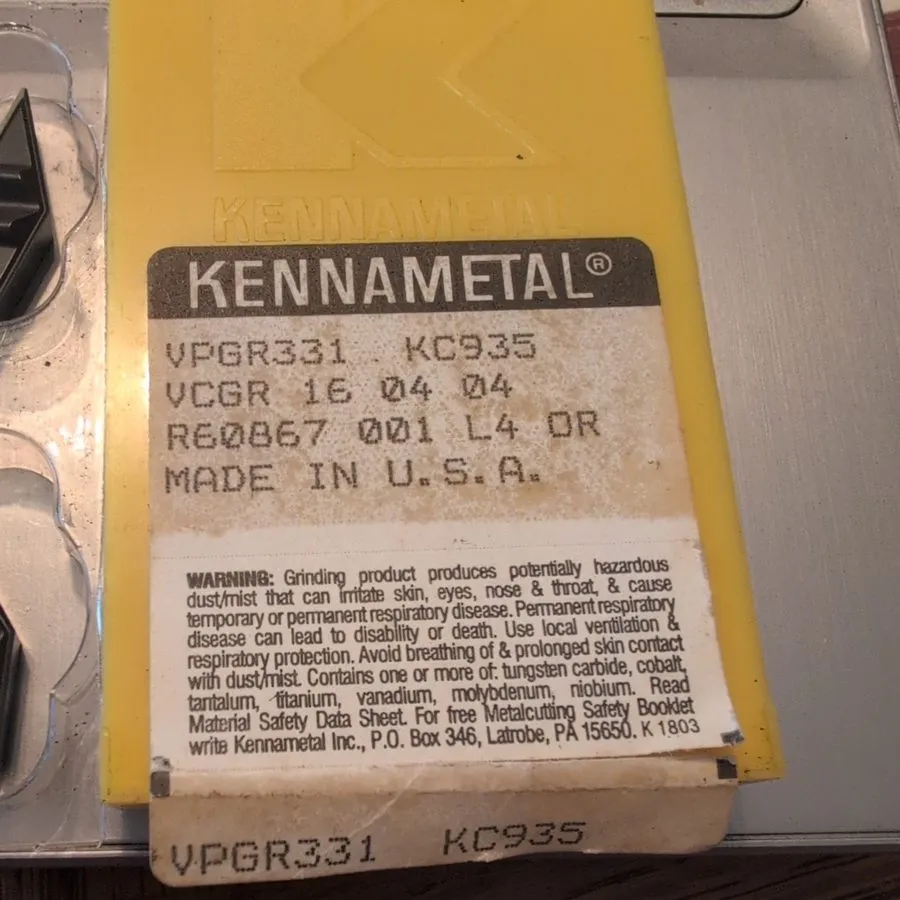 Режущий инструмент KENNAMETAL PROFILING INSERT VPGR331 KC935 CARBIDE INSERTS — фото лота 1