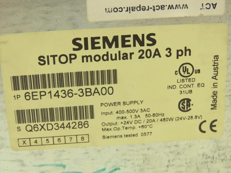 Блок питания SIEMENS 6EP1436-3BA00 SITOP MODULAR 20A POWER SUPPLY 24VDC 3PHASE
