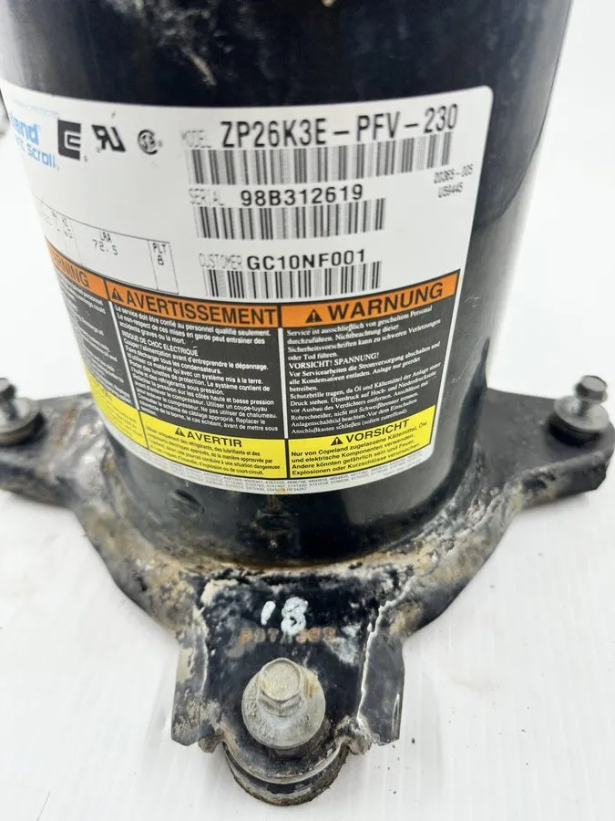 Компрессор Copeland 2 Ton Scroll A/C Compressor ZP26K3E-PFV-230 ZP26K3E-PFV-830  — фото лота 1