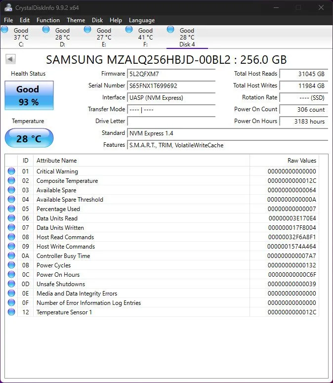 SSD-накопитель Samsung PM991A 256GB SSD NVMe PCIe 3.0 x4 M.2 2230 MZ-ALQ256B MZA — фото лота 2