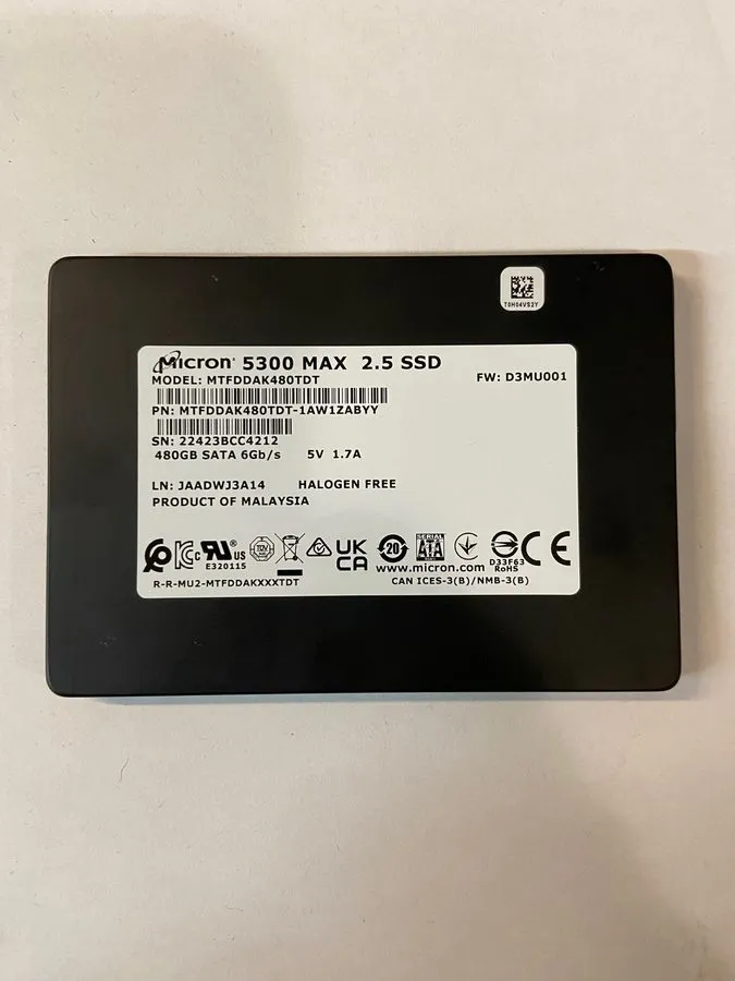 SSD-накопитель Hard Drive Micron 480GB SSD SATA 6G 2.5" MU MTFDDAK480TDT-1AW1ZAB
