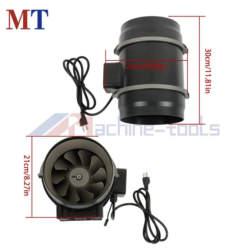 Вентилятор 8" Inline Duct Fan 807CFM Plastic ABS EC Motor Temperature & Humidity