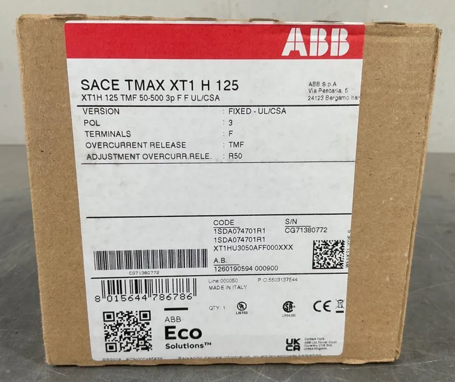 Автоматический выключатель ABB XT1HU3020AYD000XXX 3 Pole 20 Amp 600Y/347V 65kA@4