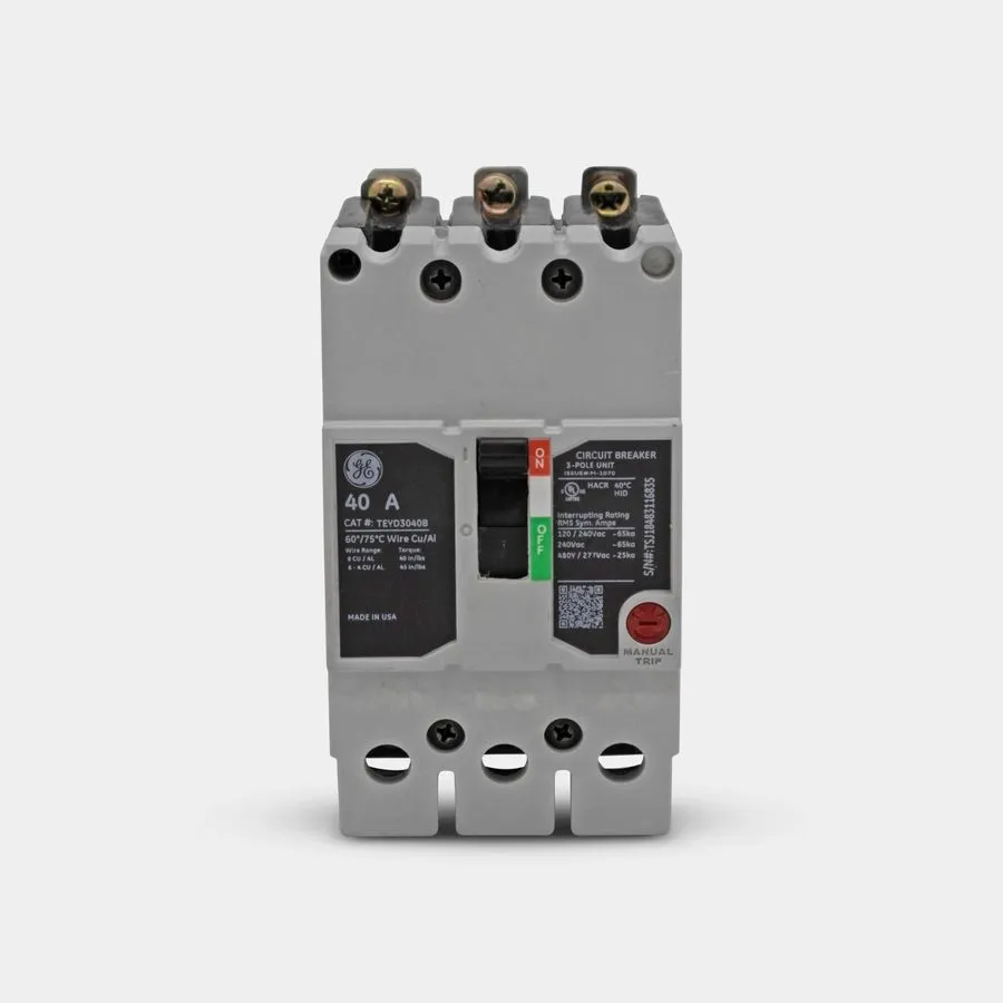 Автоматический выключатель TEYD3040B GE 40 Amp 480V 3 Pole Bolt On Circuit Break — фото лота 1