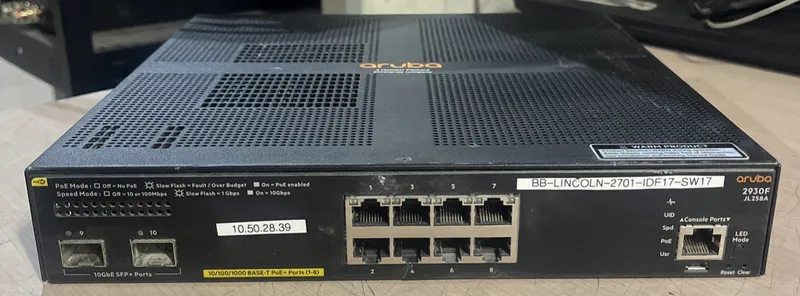 Коммутатор HP ARUBA 2930F JL258A 8 PORTS POE+ MANAGED SWITCH 2 PORTS 10GBE SFP