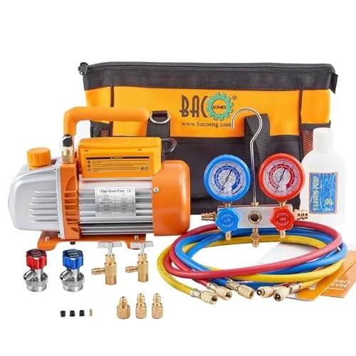 Насос 3.6CFM 1/4HP AC Vacuum Pump and Gauge Set, HVAC Vacuum Pump Kit & 3Way