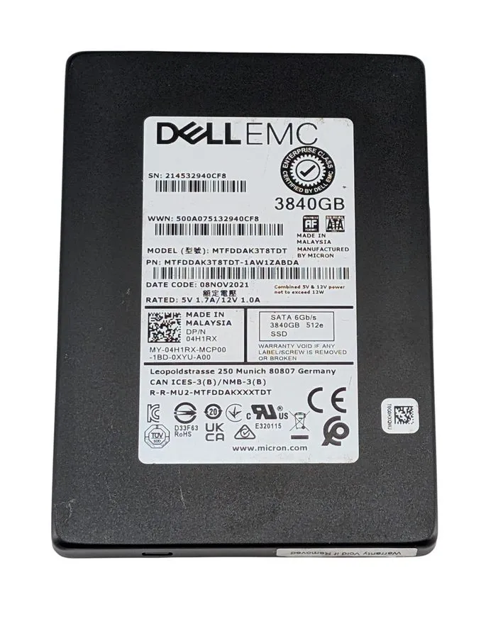 SSD-накопитель Dell 59YY0 Micron MTFDDAK3T8TDT 3.84TB 2.5" 6Gbps Mixed Use SED S