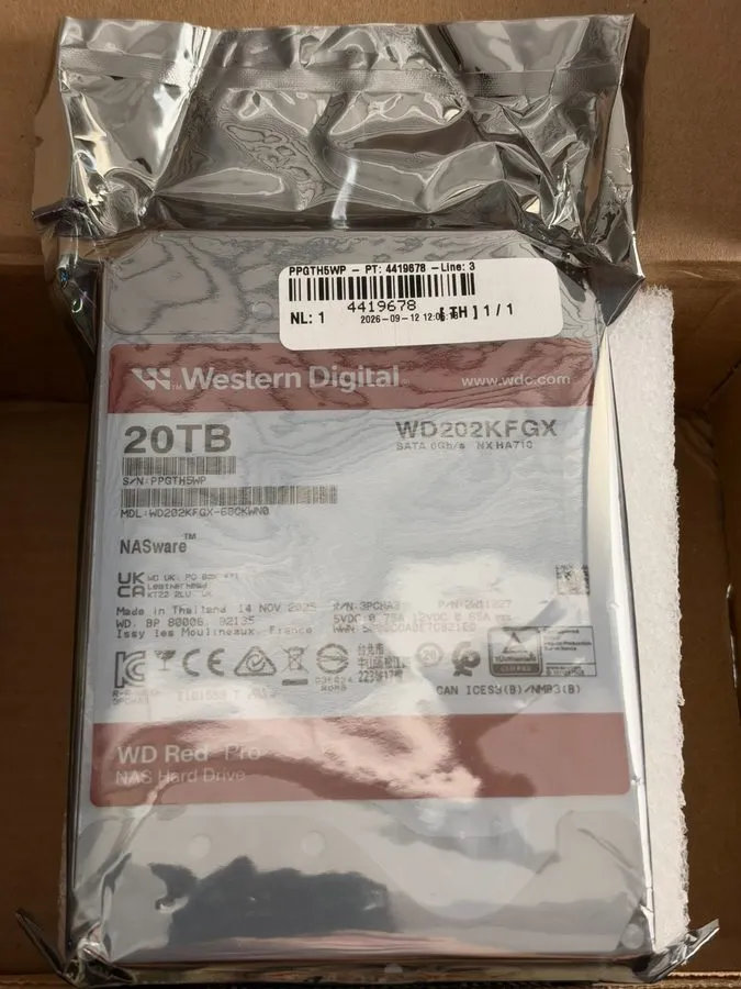 Жёсткий диск Western Digital 20TB WD Red Pro NAS HDD 7200RPM SATA CMR 512MB WD20