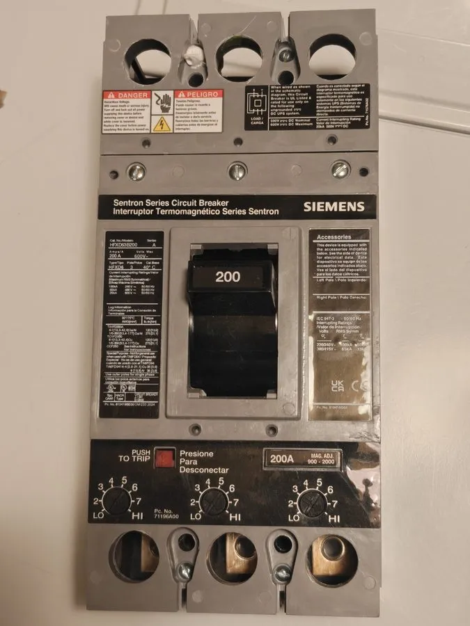 Автоматический выключатель Siemens HFXD63B200 Sentron Molded Case Circuit Breake