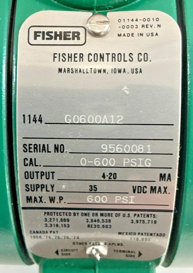 Трубопроводная арматура Fisher/Rosemount 1144G0600A12 Pressure Transmitter 0-600