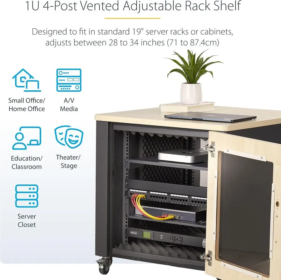 Стойка/шкаф Adjustable 1U 4-Post Vented Rack Shelf, 28-34.4in, 150lb Capacity, H
