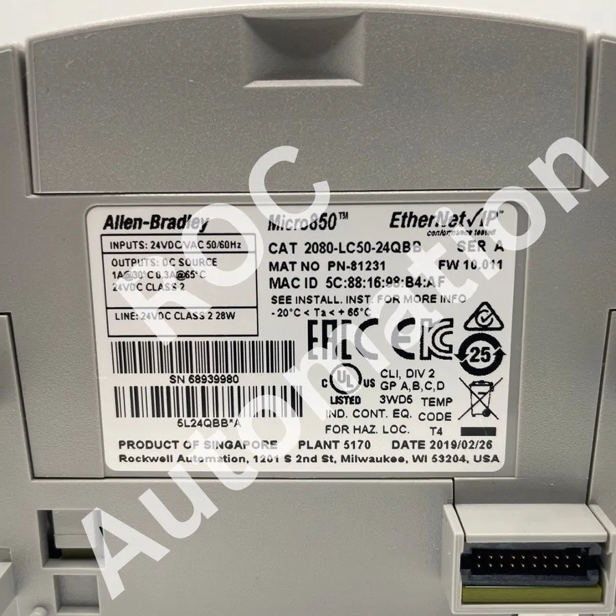 ПЛК 2080-LC50-24QBB Allen Bradley Micro850 EtherNet/IP PLC Controller