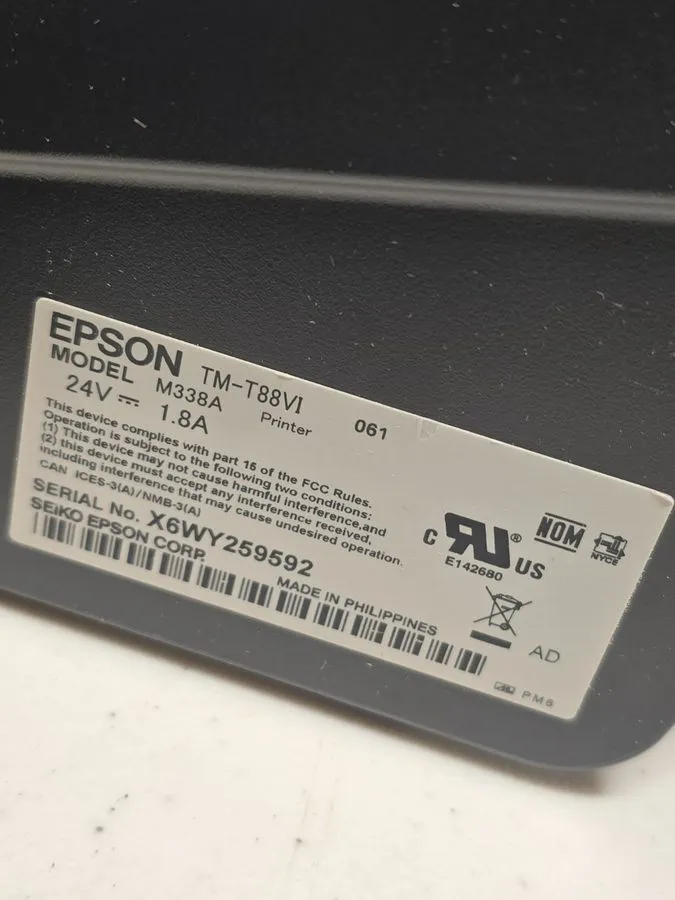 Принтер чеков Epson TM-T88VI POS Thermal Receipt Printer C31CE94061 Network Ethe