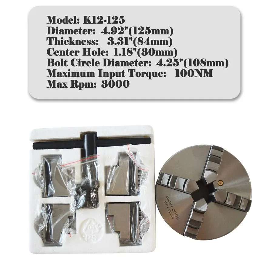 Режущий инструмент K12-125 5'' 4 Jaw Self Centering Lathe Chuck