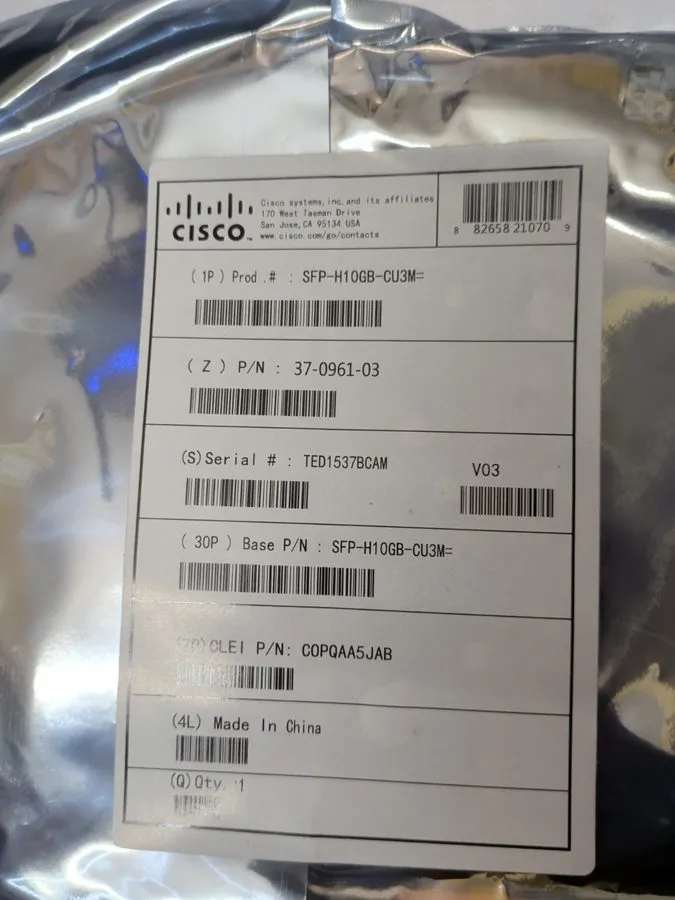 Коммутатор Cisco SFP+ Copper Twinax Cable Twinaxial 5 m для Catalyst 2960, 2960- — фото лота 1